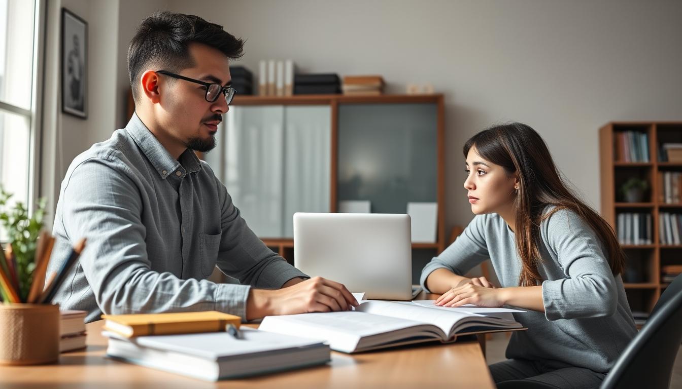 Student using learning strategies while studying